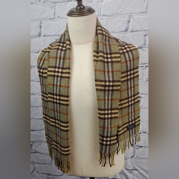 Burberry Vintage Scarf Nova Check 100% Cashmere England 90s Y2K 56" x 12" - Picture 10 of 11